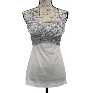 Lululemon Wrap It Up Tank Dottie Dash White Black / White‎ Size 8